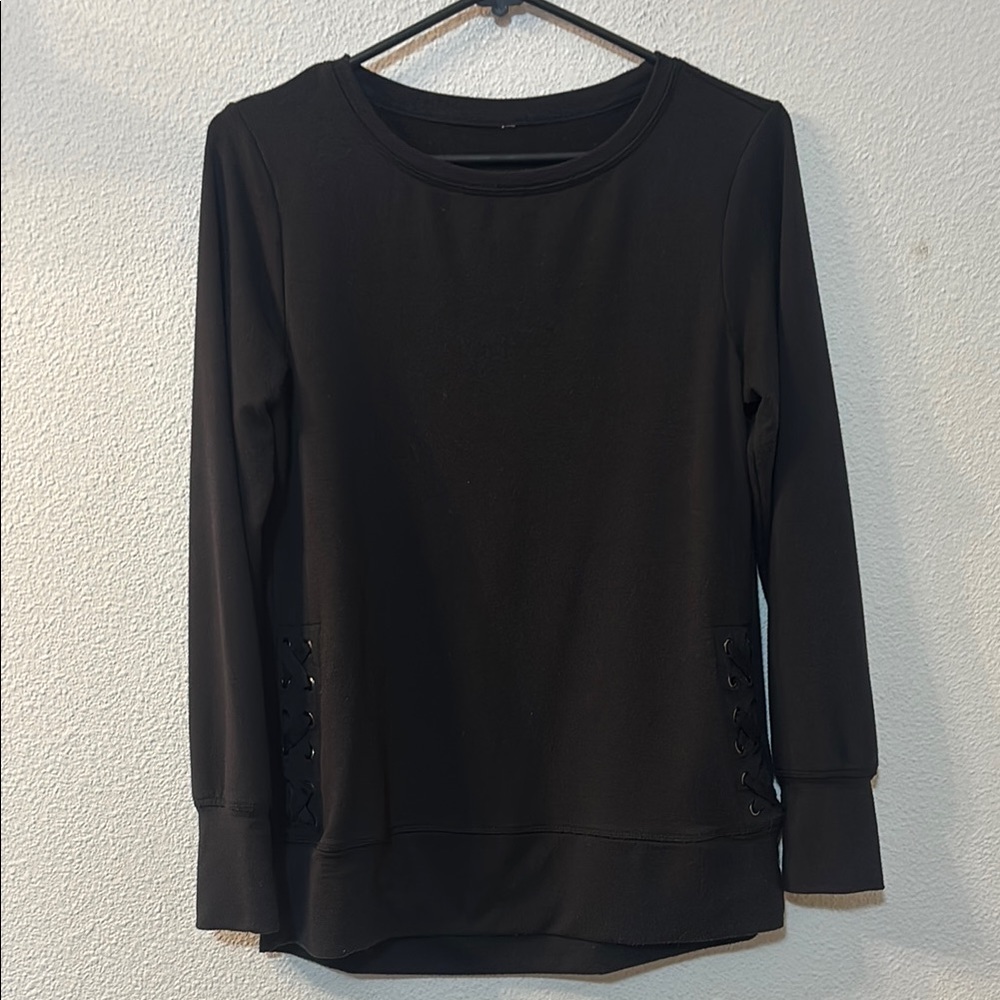 No brand Basic Black Fitted Sweatshirt
